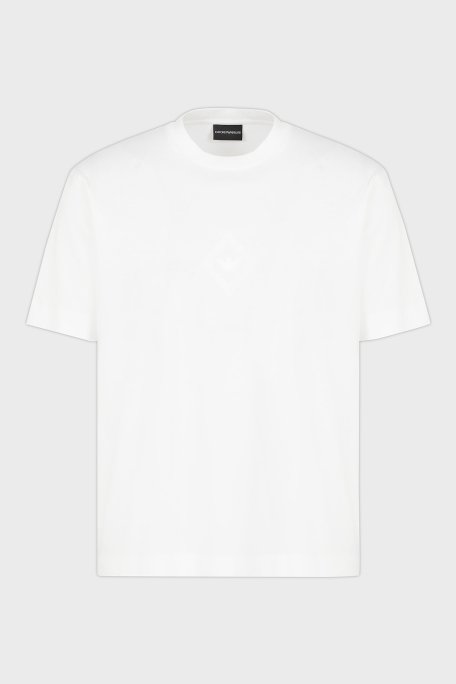 Emporio Armani Kabartmalı Logo % 100 Pamuk Regular Fit Bisiklet Yaka Erkek T Shirt EM001040 AF13669 U0003 BEYAZ - 5