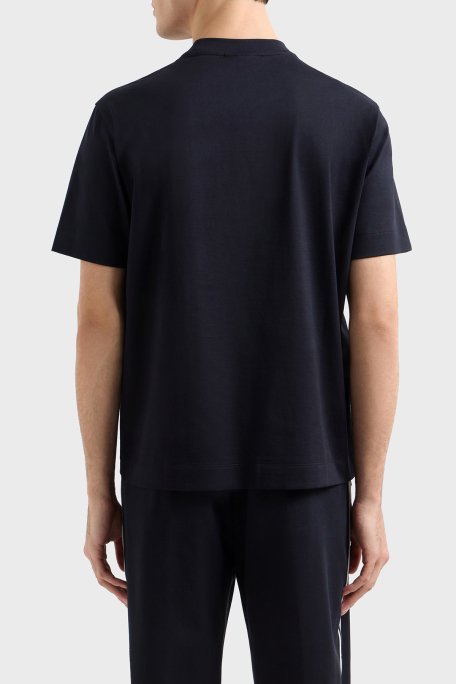 Emporio Armani Kabartmalı Logo % 100 Pamuk Regular Fit Bisiklet Yaka Erkek T Shirt EM001040 AF13669 UB118 LACİVERT - 3