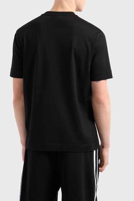 Emporio Armani Kabartmalı Logo % 100 Pamuk Regular Fit Bisiklet Yaka Erkek T Shirt EM001040 AF13669 UC001 SİYAH - 3