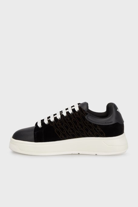 Emporio Armani Kadife Logolu Kalın Tabanlı Sneaker Bayan Ayakkabı X3X024 XR228 00002 SİYAH - 3