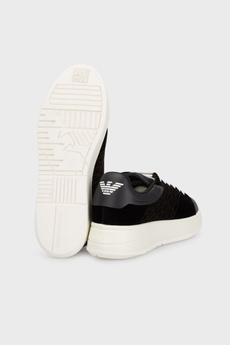 Emporio Armani Kadife Logolu Kalın Tabanlı Sneaker Bayan Ayakkabı X3X024 XR228 00002 SİYAH - 4