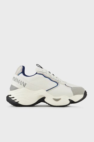 Emporio Armani - Emporio Armani Kalın Tabanlı Sneaker Bayan Ayakkabı S X3X140 XM059 Q520 KREM-LACIVERT