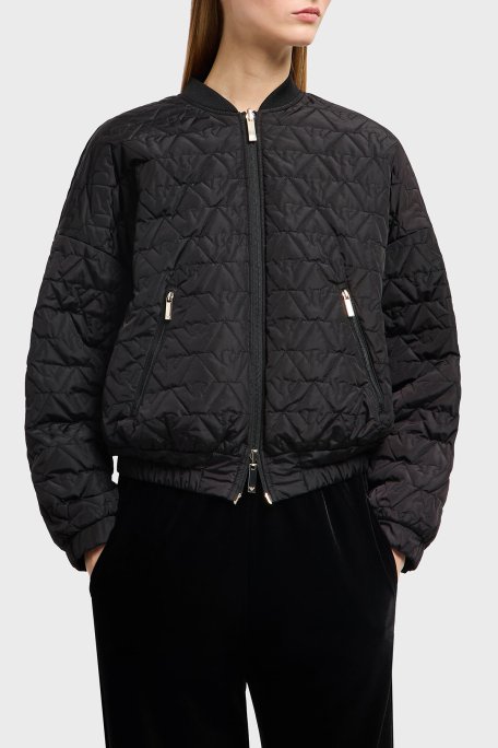 Emporio Armani Kapitoneli Çift Taraflı Kolej Yaka Bomber Bayan Ceket EW001164 AF13341 UC001 SİYAH - 2