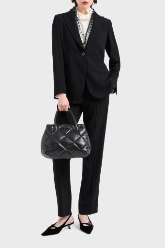 Emporio Armani Kapitoneli Çıkarılabilir Zincir Askılı Büyük Bayan Çanta Y3D269 YWJ8I 80001 SİYAH - 3
