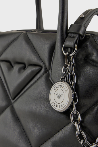Emporio Armani Kapitoneli Çıkarılabilir Zincir Askılı Büyük Bayan Çanta Y3D269 YWJ8I 80001 SİYAH - 6