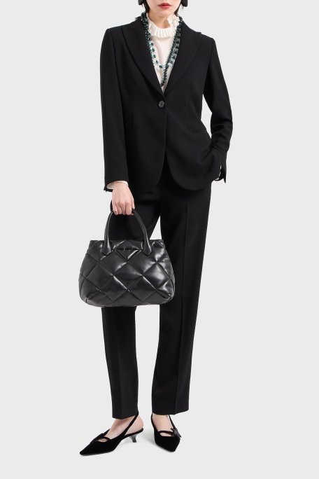 Emporio Armani Kapitoneli Çıkarılabilir Zincir Askılı Büyük Bayan Çanta Y3D269 YWJ8I 80001 SİYAH - 3