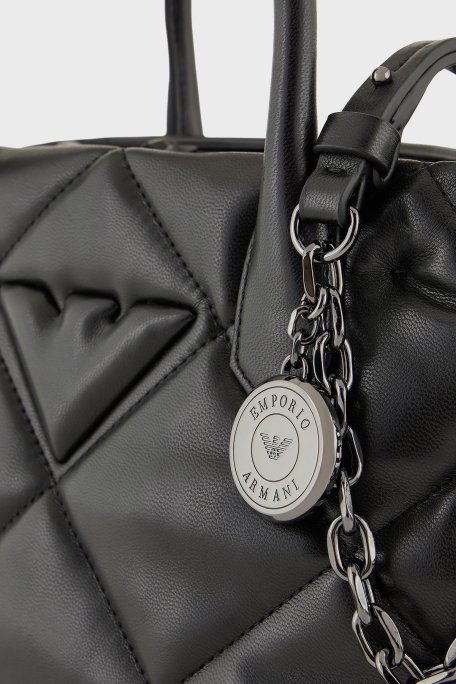 Emporio Armani Kapitoneli Çıkarılabilir Zincir Askılı Büyük Bayan Çanta Y3D269 YWJ8I 80001 SİYAH - 6