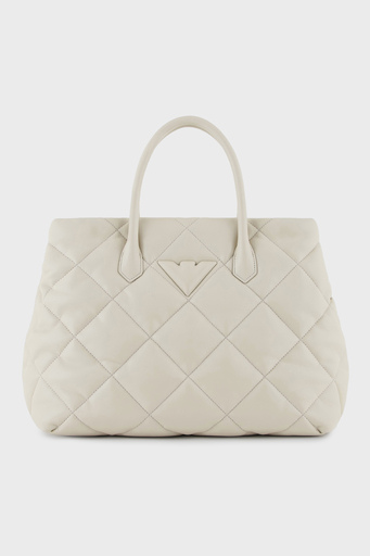 Emporio Armani Kapitoneli Çıkarılabilir Zincir Askılı Büyük Bayan Çanta Y3D269 YWJ8I 80011 EKRU - 1