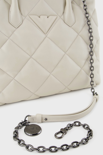 Emporio Armani Kapitoneli Çıkarılabilir Zincir Askılı Büyük Bayan Çanta Y3D269 YWJ8I 80011 EKRU - 7