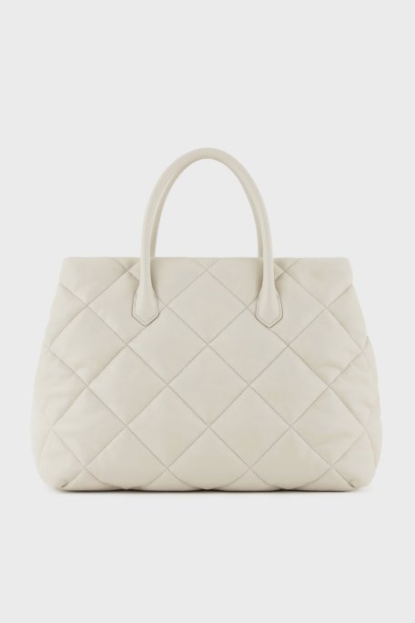 Emporio Armani Kapitoneli Çıkarılabilir Zincir Askılı Büyük Bayan Çanta Y3D269 YWJ8I 80011 EKRU - 4