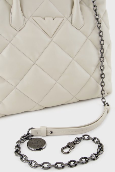 Emporio Armani Kapitoneli Çıkarılabilir Zincir Askılı Büyük Bayan Çanta Y3D269 YWJ8I 80011 EKRU - 7