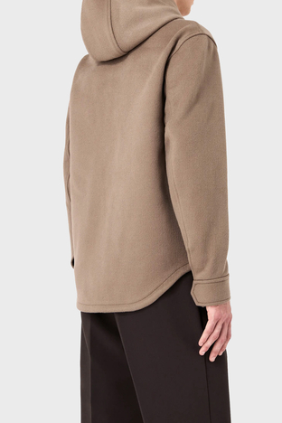 Emporio Armani - Emporio Armani Kapüşonlu Cepli Yumuşak Dokulu Yünlü Astarsız Erkek Ceket 6R1B94 1NMYZ 0144 BEJ (1)