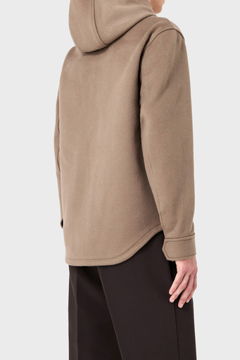 Emporio Armani Kapüşonlu Cepli Yumuşak Dokulu Yünlü Astarsız Erkek Ceket 6R1B94 1NMYZ 0144 BEJ - 2