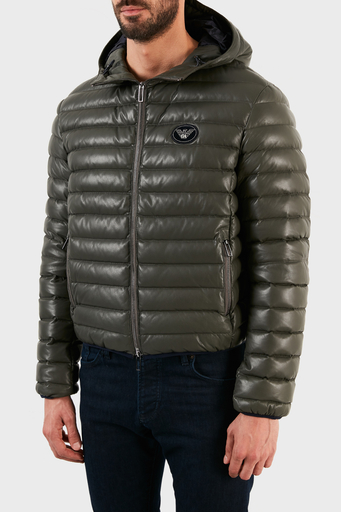 Emporio Armani Ördek Tüyü Dolgulu Kapüşonlu % 100 Kuzu Derisi Erkek Mont B1R03P B1P03 558 HAKİ - 3