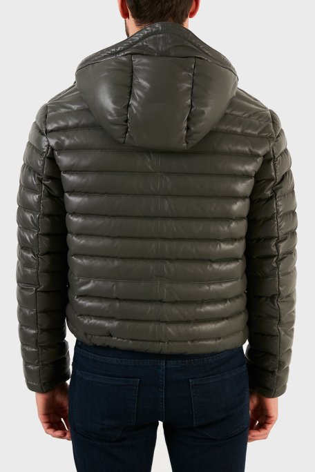 Emporio Armani Ördek Tüyü Dolgulu Kapüşonlu % 100 Kuzu Derisi Erkek Mont B1R03P B1P03 558 HAKİ - 3