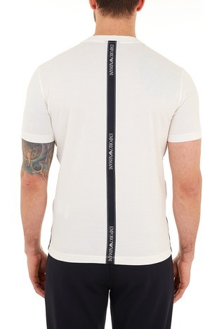 Emporio Armani - Emporio Armani Logo Bantlı Bisiklet Yaka % 100 Pamuk Erkek T Shirt S 6H1TG4 1JTUZ 0101 BEYAZ (1)