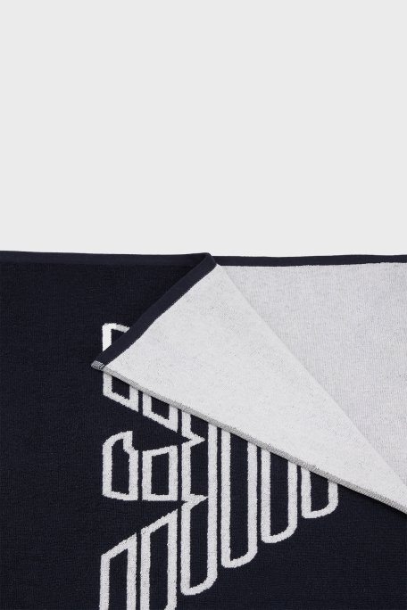 Emporio Armani Logo Baskılı % 100 Pamuk 170 x 102 cm Çift Taraflı Unisex Plaj Havlusu EX000019 AF12331 UB102 LACİVERT - 3