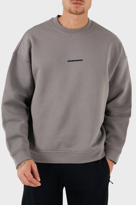 Emporio Armani Logo Baskılı % 100 Pamuk Regular Fit Bisiklet Yaka Erkek Sweat 6D1M95 1JTAZ 06K3 GRİ - 1