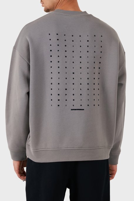 Emporio Armani Logo Baskılı % 100 Pamuk Regular Fit Bisiklet Yaka Erkek Sweat 6D1M95 1JTAZ 06K3 GRİ - 3