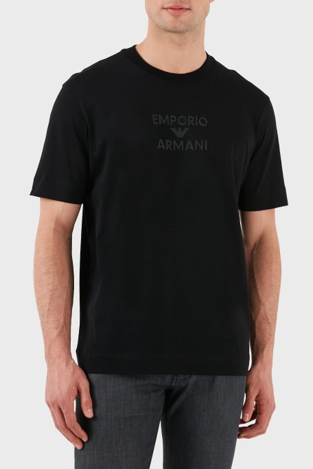 Emporio Armani Logo Baskılı Pamuklu Regular Fit Bisiklet Yaka Erkek T Shirt EM000780 AF12926 UC001 SİYAH - 1