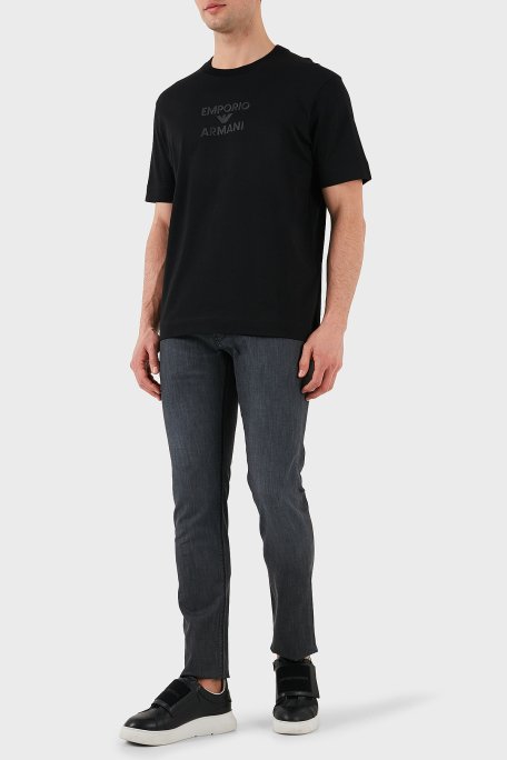 Emporio Armani Logo Baskılı Pamuklu Regular Fit Bisiklet Yaka Erkek T Shirt EM000780 AF12926 UC001 SİYAH - 2