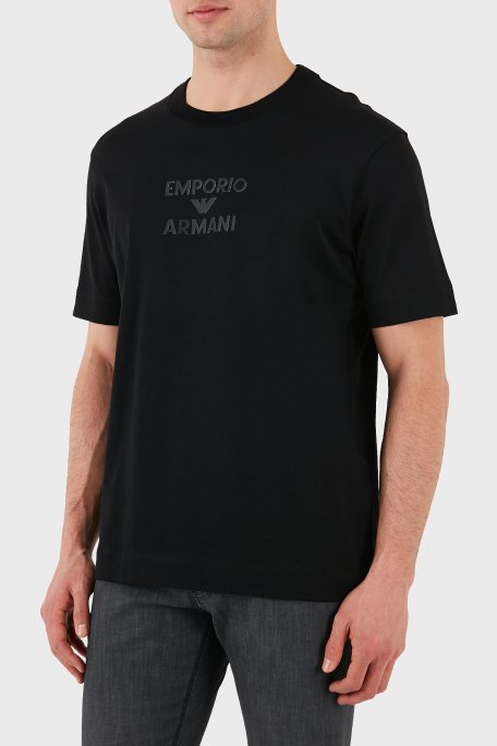 Emporio Armani Logo Baskılı Pamuklu Regular Fit Bisiklet Yaka Erkek T Shirt EM000780 AF12926 UC001 SİYAH - 5