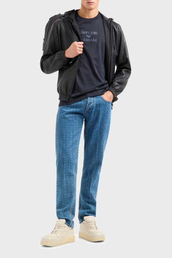 Emporio Armani Logo Baskılı Pamuklu Slim Fit Düşük Bel Normal Paça Jeans Erkek Kot Pantolon EM000668 AF13444 FB054 MAVİ - 1