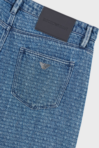 Emporio Armani Logo Baskılı Pamuklu Slim Fit Düşük Bel Normal Paça Jeans Erkek Kot Pantolon EM000668 AF13444 FB054 MAVİ - 5