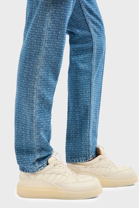 Emporio Armani Logo Baskılı Pamuklu Slim Fit Düşük Bel Normal Paça Jeans Erkek Kot Pantolon EM000668 AF13444 FB054 MAVİ - 4