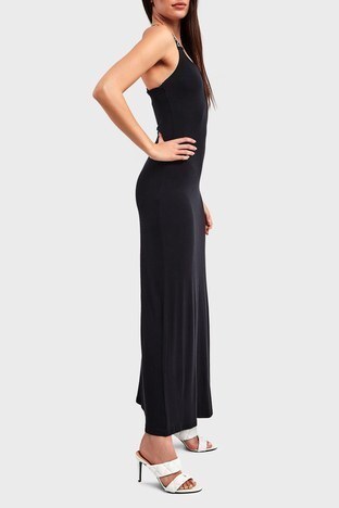 Emporio Armani - Emporio Armani Logo Detaylı Askılı İnce Uzun Bayan Elbise 262718 2R314 00020 SİYAH (1)