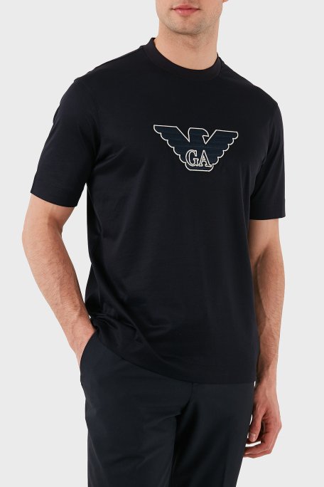 Emporio Armani Logo İşlemeli Regular Fit Pamuklu Bisiklet Yaka Erkek T Shirt EM001033 AF10017 MB192 LACİVERT - 5