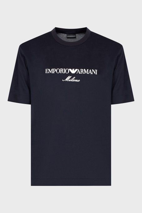Emporio Armani Logo İşlemeli Regular Fit Pamuklu Bisiklet Yaka Erkek T Shirt EM001033 AF10017 MB222 LACİVERT - 5