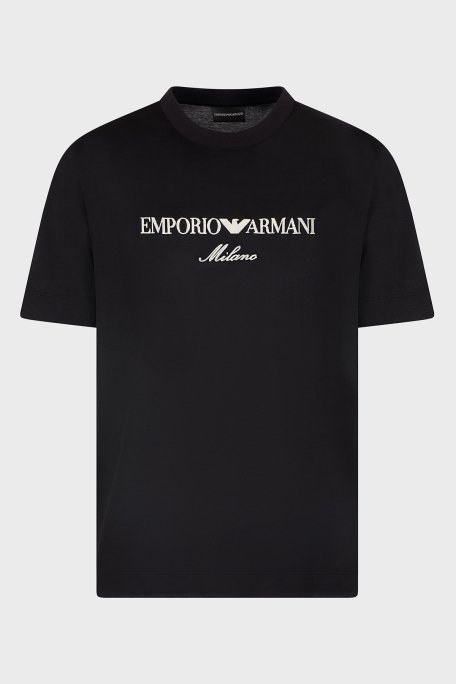 Emporio Armani Logo İşlemeli Regular Fit Pamuklu Bisiklet Yaka Erkek T Shirt EM001033 AF10017 MC169 SİYAH - 5