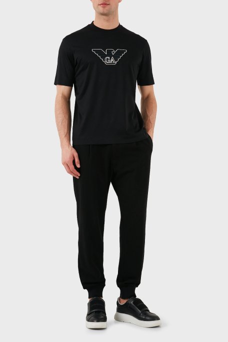 Emporio Armani Logo İşlemeli Regular Fit Pamuklu Bisiklet Yaka Erkek T Shirt EM001033 AF10017 MC170 SİYAH - 2