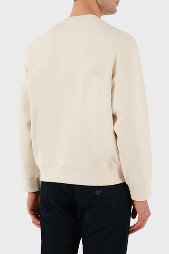 Emporio Armani Logo İşlemeli Streç Pamuklu Regular Fit Bisiklet Yaka Erkek Sweat EM001052 AF10013 M1089 EKRU - 2