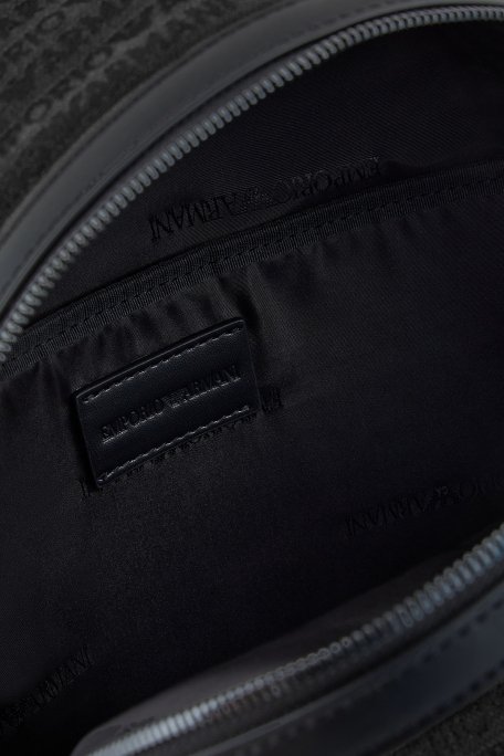 Emporio Armani Logo Kaplı Jakarlı Ayarlanabilir Askılı Erkek Sırt Çantası EM001209 AF13823 U8168 SİYAH - 7