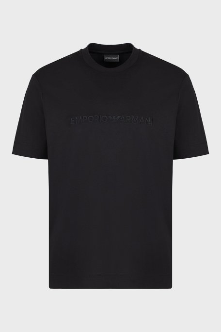 Emporio Armani Logo Nakışlı Pamuklu Regular Fit Bisiklet Yaka Erkek T Shirt EM001070 AF13747 UC001 SİYAH - 5