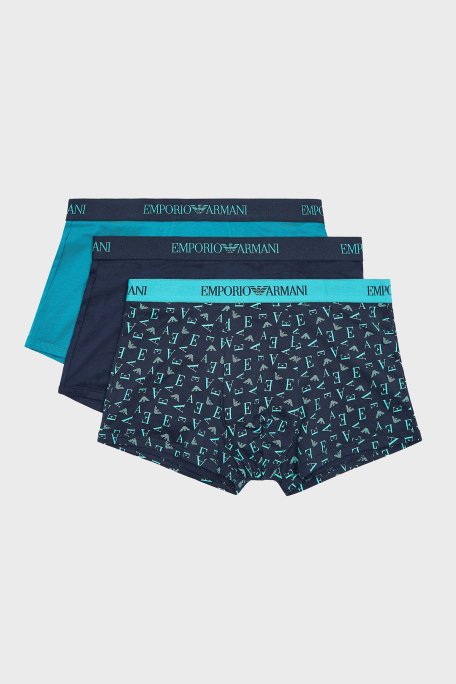 Emporio Armani Logolu % 100 Pamuk 3 Pack Erkek Boxer EM000260 AF10800 MB148 MAVİ - 1