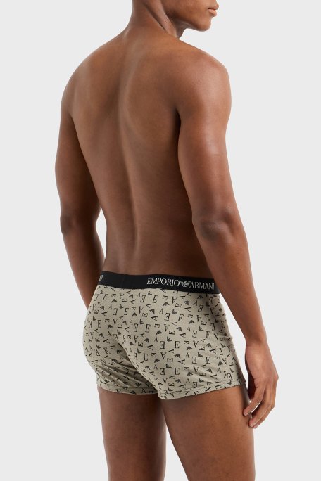 Emporio Armani Logolu % 100 Pamuk 3 Pack Erkek Boxer EM000260 AF10800 MC112 Siyah-Yeşil-Krem - 3