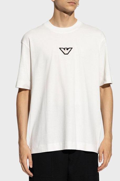 Emporio Armani Logolu % 100 Pamuk Regular Fit Bisiklet Yaka Erkek T Shirt 6D1TD7 1JOCZ 01C2 BEYAZ - 1