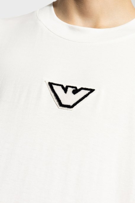 Emporio Armani Logolu % 100 Pamuk Regular Fit Bisiklet Yaka Erkek T Shirt 6D1TD7 1JOCZ 01C2 BEYAZ - 4
