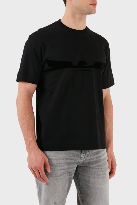 Emporio Armani Logolu % 100 Pamuk Regular Fit Bisiklet Yaka Erkek T Shirt EM001015 AF13669 UC001 SİYAH - 4