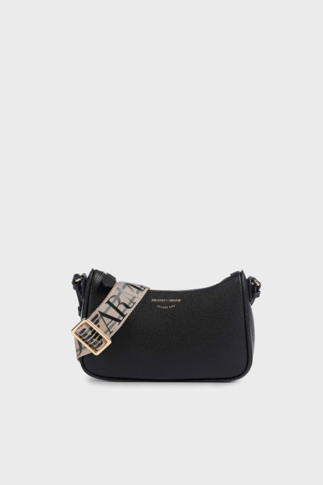 Emporio Armani Logolu Ayarlanabilir Askılı Bayan Çanta EW000539 AF12103 MC032 SİYAH-GÜMÜŞ - 1
