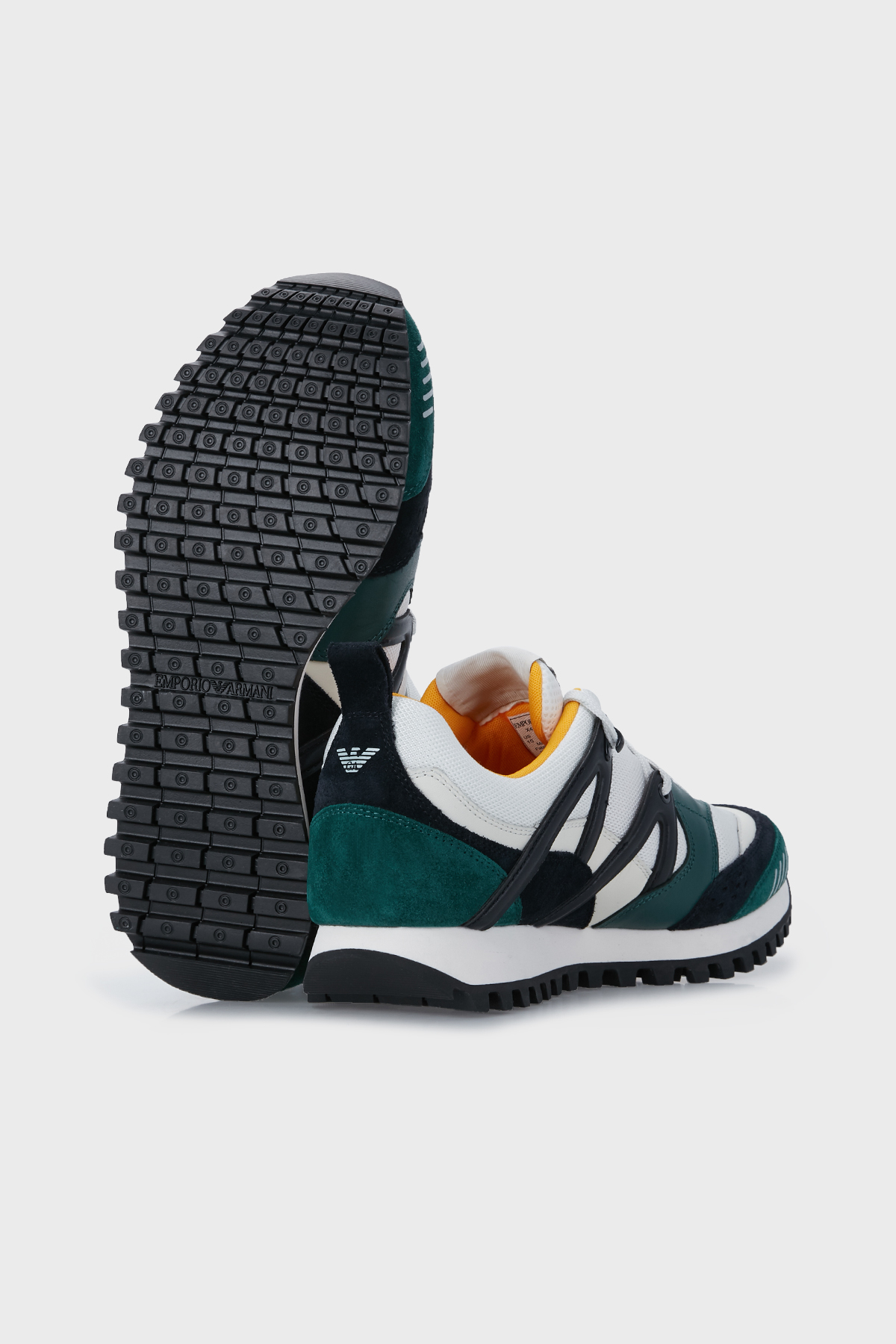 Emporio Armani Logolu Bağcıklı Hakiki Deri Sneaker Erkek Ayakkabı X4X555 XM996 Q842 YEŞİL-LACİVERT