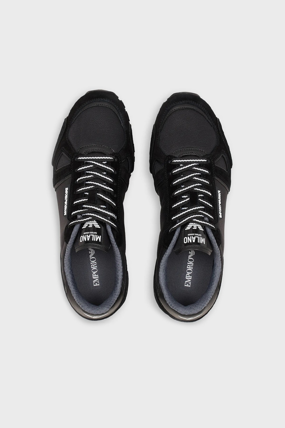 Emporio Armani Logolu Bağcıklı Sneaker Erkek Ayakkabı X4X289 XM498 N016 SİYAH