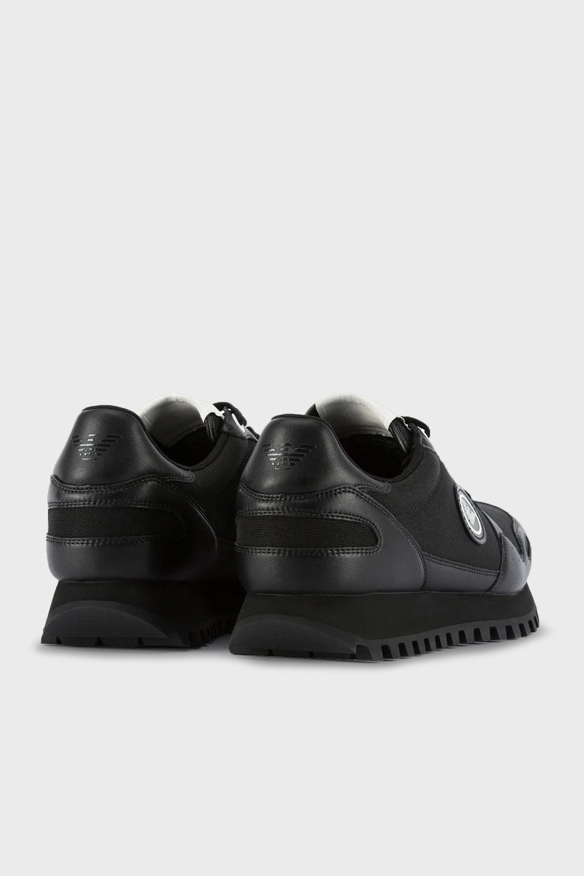 Emporio Armani Logolu Bağcıklı Sneaker Erkek Ayakkabı X4X536 XM999 K001 SİYAH