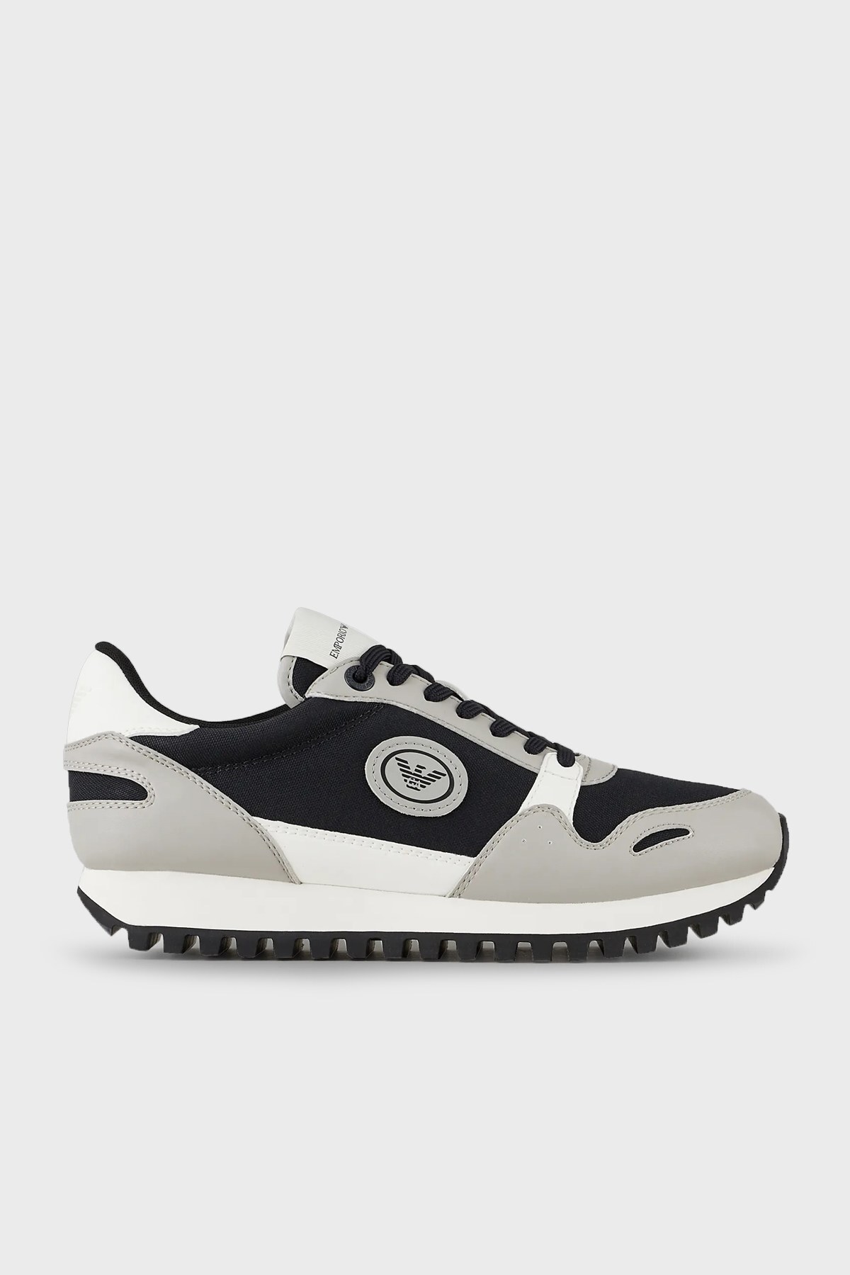 Emporio Armani Logolu Bağcıklı Sneaker Erkek Ayakkabı X4X536 XM999 Q471 LACİVERT-GRİ