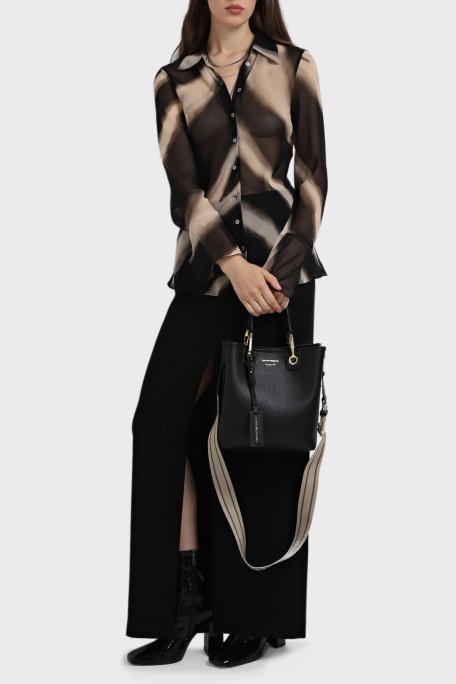 Emporio Armani Logolu Çıkarılabilir Askılı Bayan Çanta EW000362 AF12103 MC032 SİYAH-GÜMÜŞ - 8