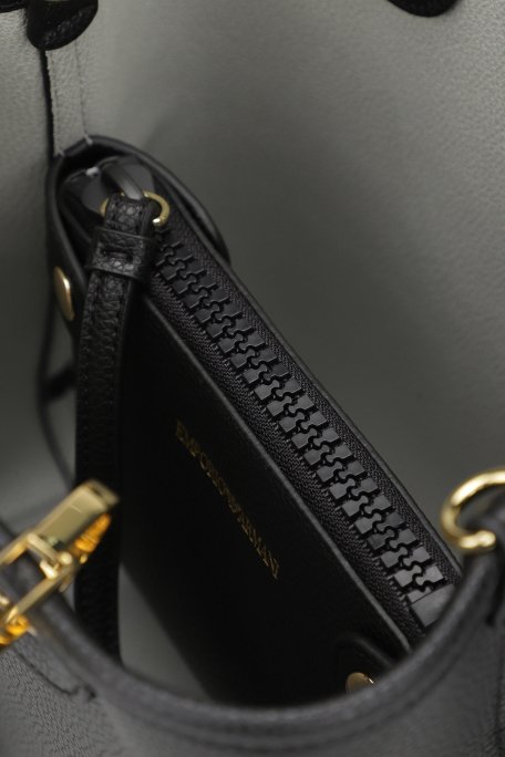 Emporio Armani Logolu Çıkarılabilir Askılı Bayan Çanta EW000362 AF12103 MC032 SİYAH-GÜMÜŞ - 12