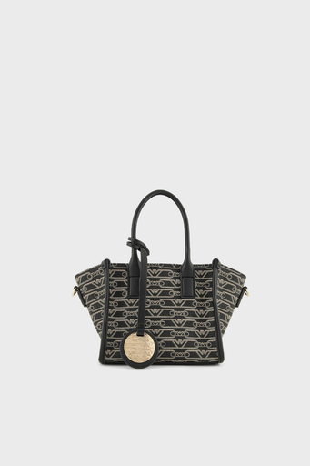 Emporio Armani Logolu Çıkarılabilir Omuz Askılı Bayan Çanta EW000371 AF11951 FC033 SİYAH-EKRU - 1